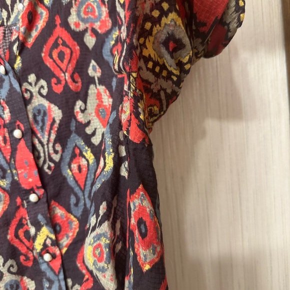 Anthropologie Forever That Girl Ikat Paisley Contrast Print Button Down - Picture 3 of 7